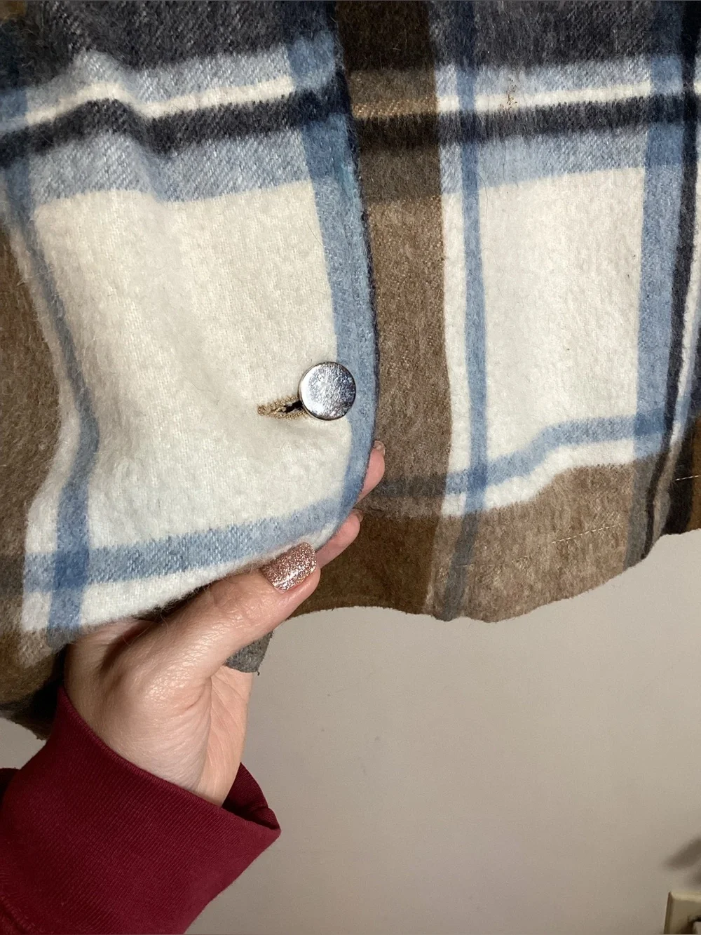 Zara Oversized Shacket Size S Plaid Flannel